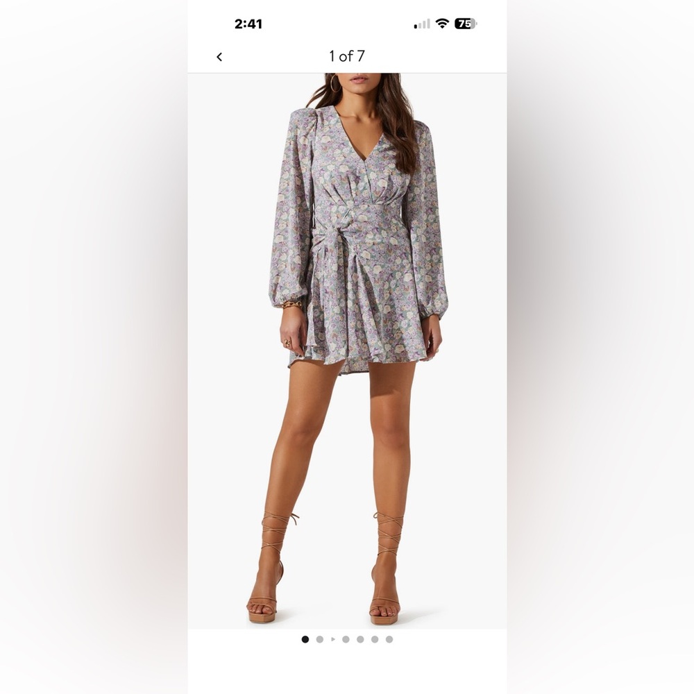 Astr Yellow and Gold Long Sleeve Fit and Flare Dress - Picture 6 of 6